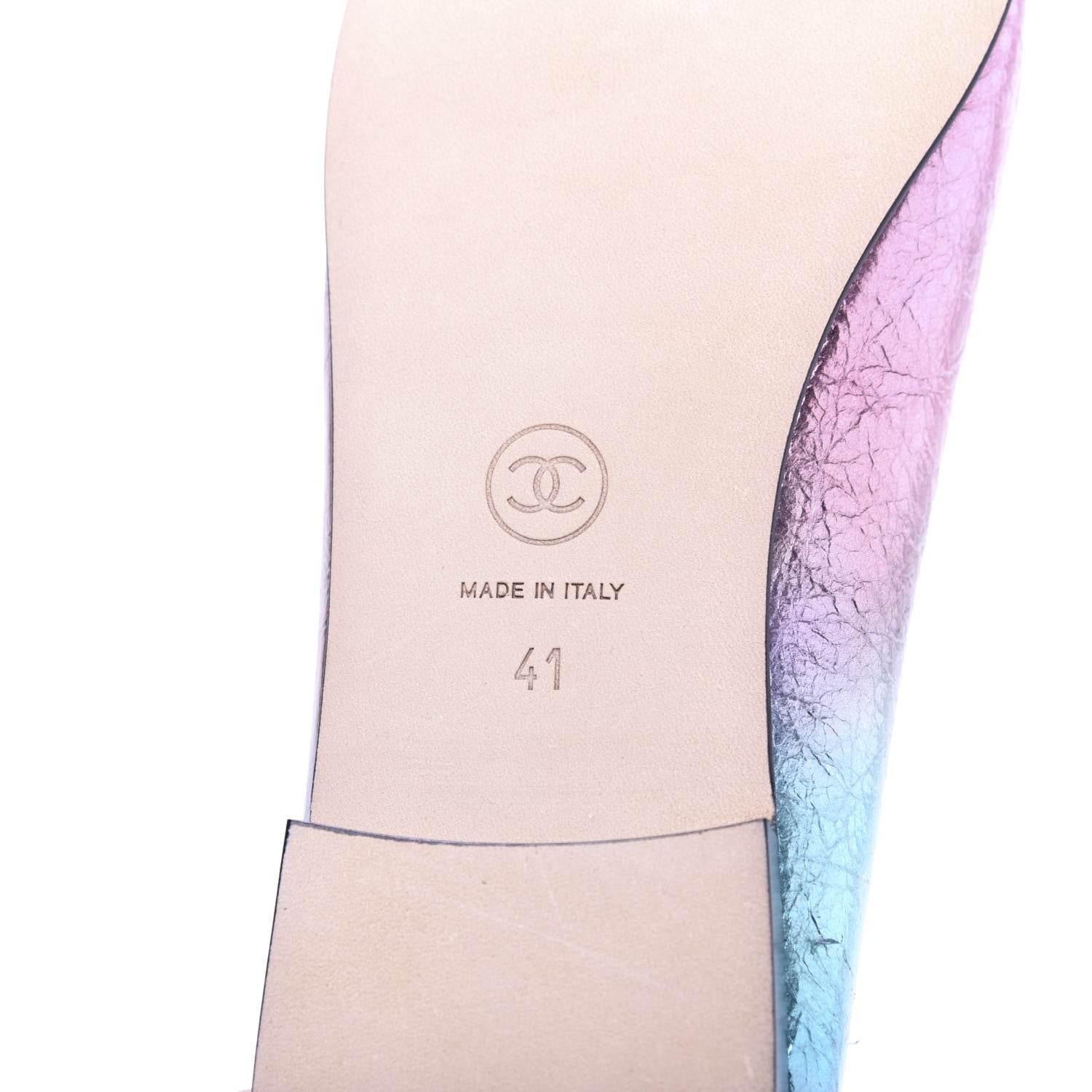 Chanel Laminated Calfskin Grosgrain Cap Toe CC Ballerina Flats 41 Multicolor Black 8 of 10
