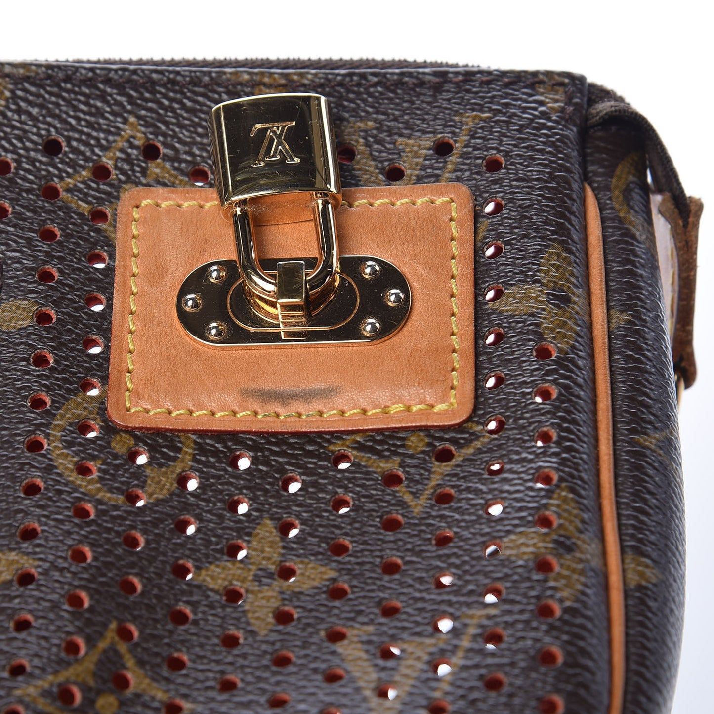 Monogram Perforated Pochette Accessories Bag Orange