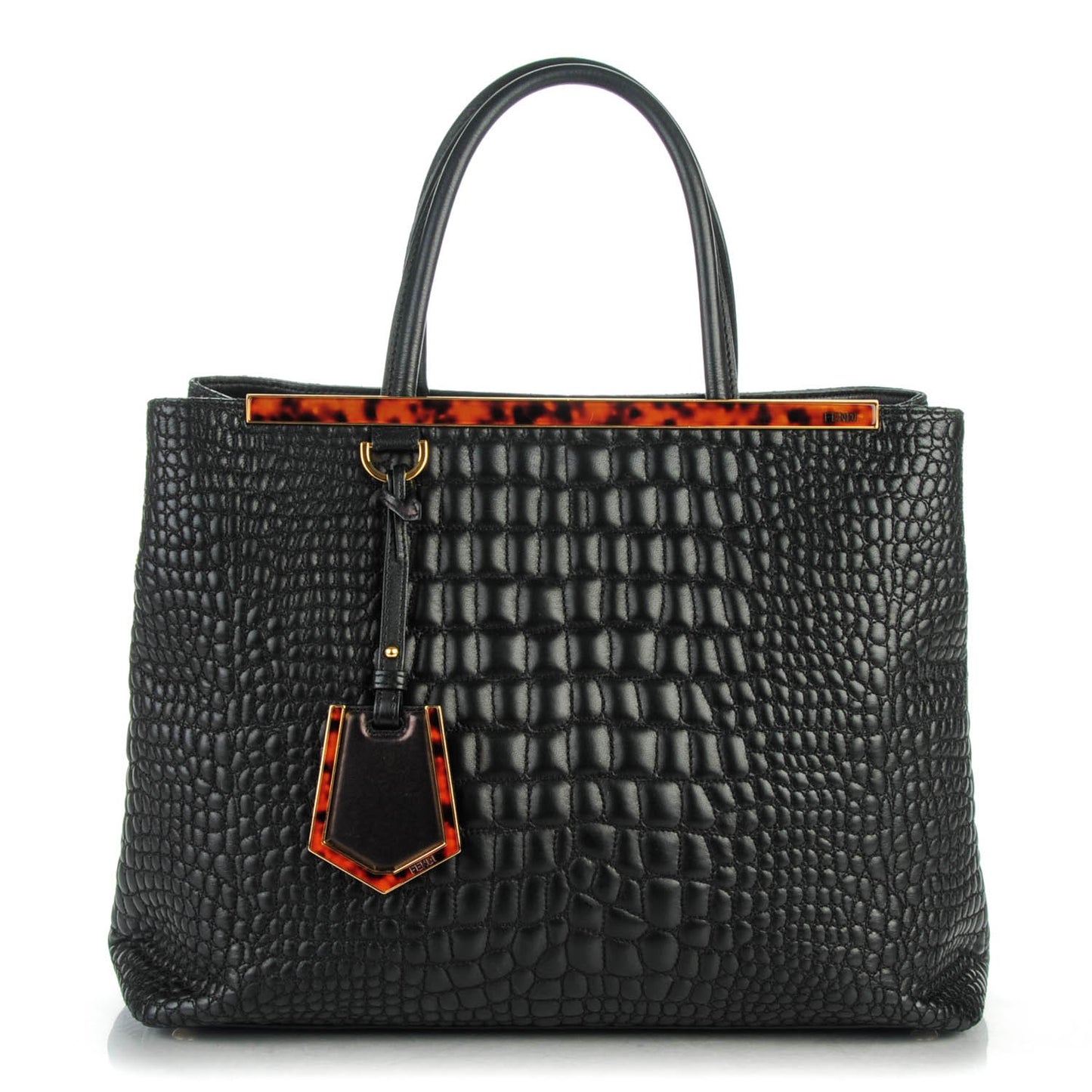 Nappa Crocodile Trapuntata Medium 2Jours Tote Black