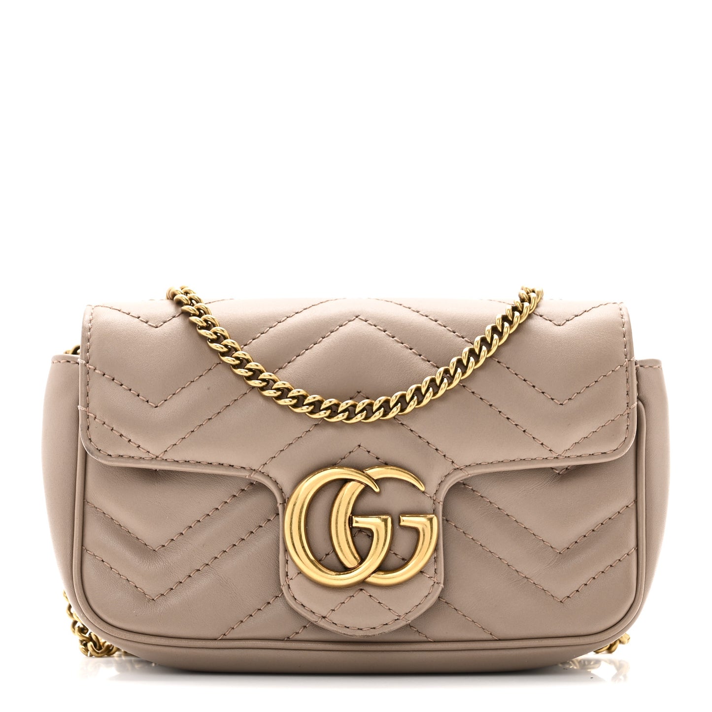 Calfskin Matelasse Super Mini GG Marmont Shoulder Bag Porcelain Rose