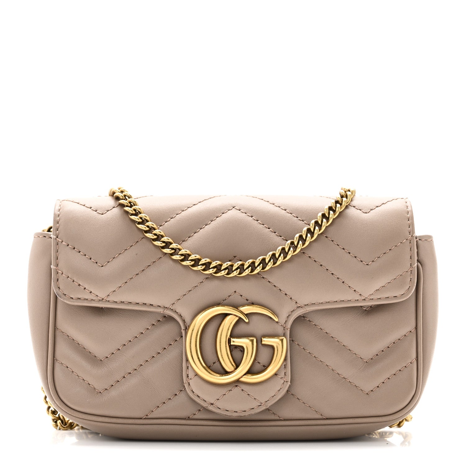 Gucci Calfskin Matelasse Super Mini GG Marmont Shoulder Bag Porcelain Rose 1 of 10