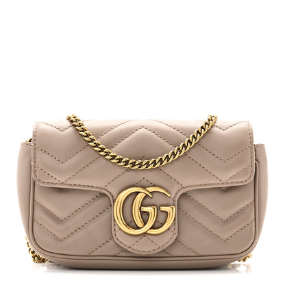 Gucci Calfskin Matelasse Super Mini GG Marmont Shoulder Bag Porcelain Rose 1 of 10