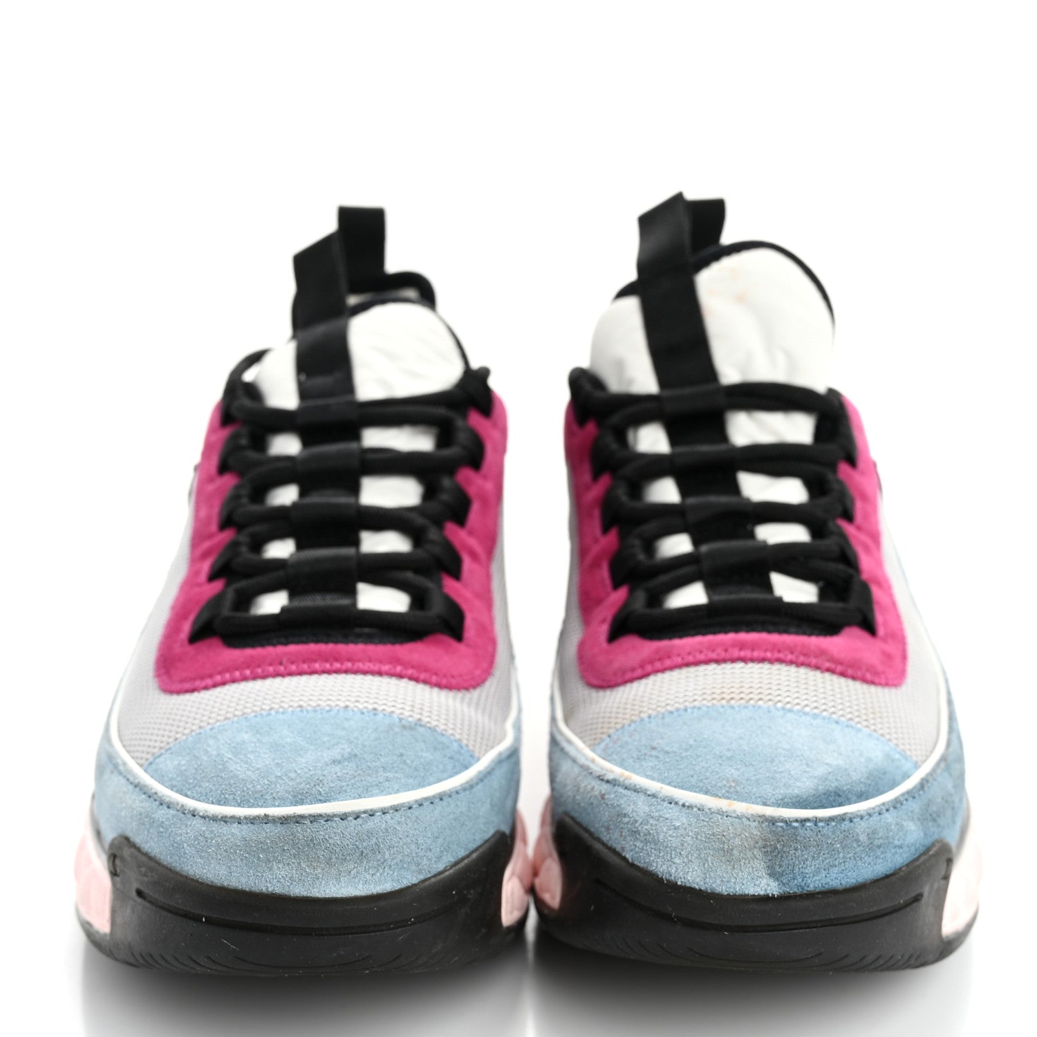 Chanel Fabric Suede CC Sneakers 41 Light Grey Light Blue Fuchsia 3 of 16