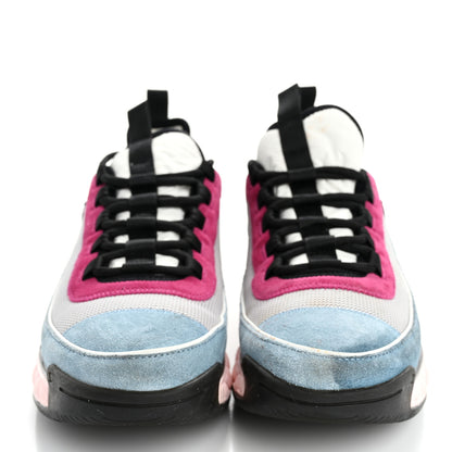 Chanel Fabric Suede CC Sneakers 41 Light Grey Light Blue Fuchsia 3 of 16