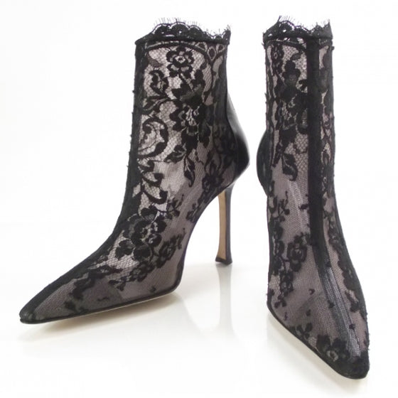 FASHIONPHILE MANOLOBLAHNIKLaceBootsBlack39.5 1 of 7