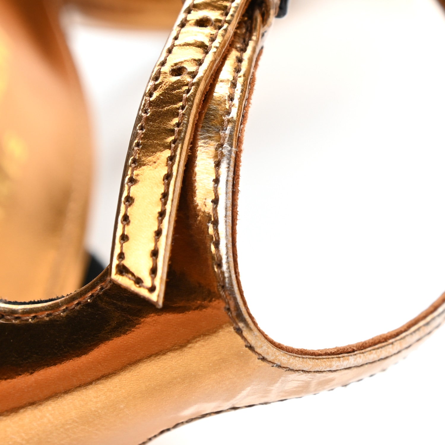 Saint Laurent Metallic Lambskin Amber 105 Ankle Strap Sandals 38.5 Egypt Gold 10 of 12