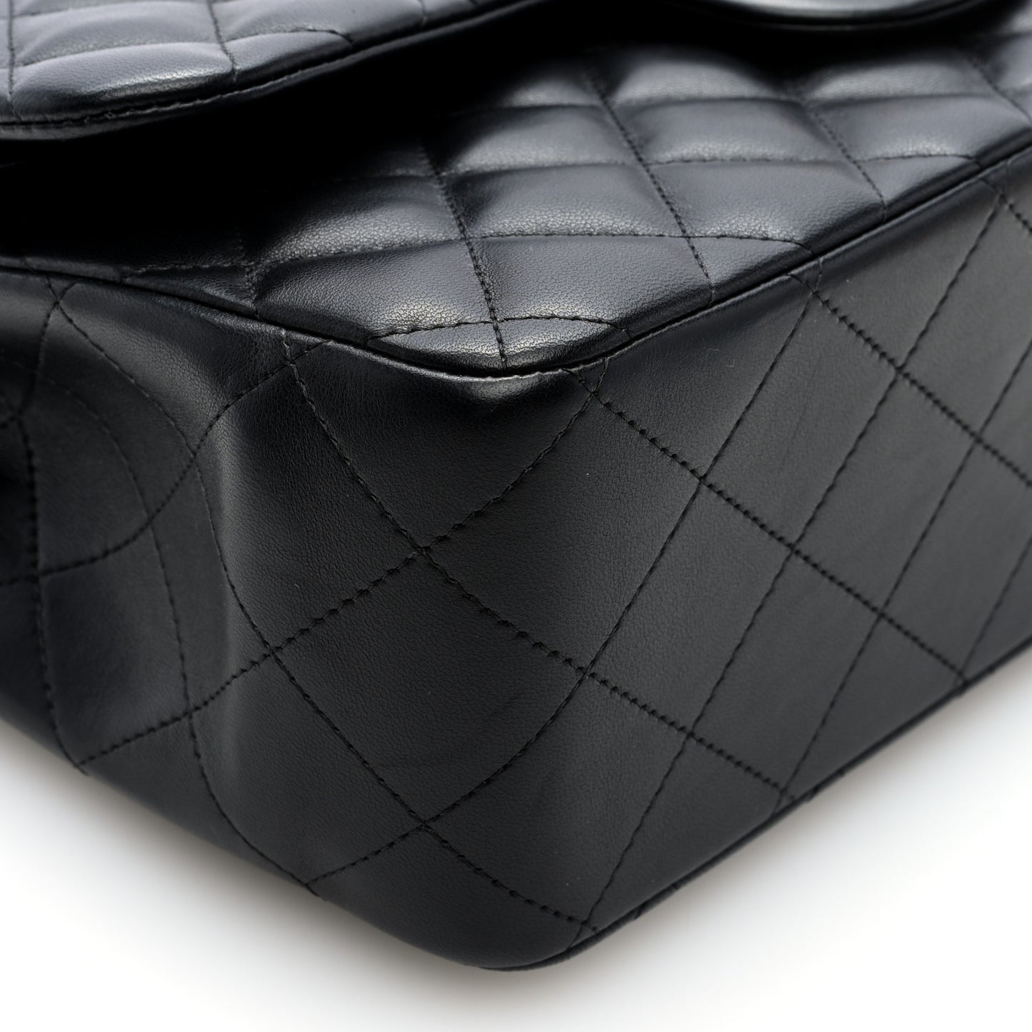 Lambskin Quilted Jumbo Double Flap Black