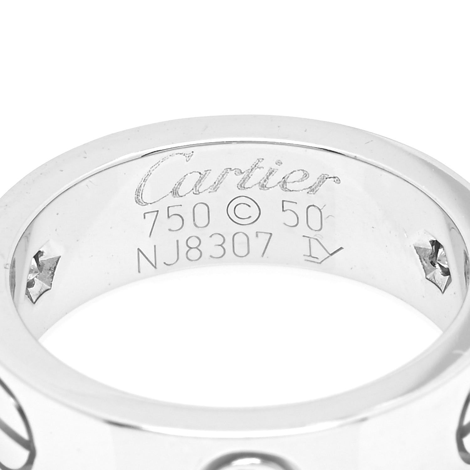 Cartier 18K White Gold 3 Diamond 5.5mm LOVE Ring 50 5.25 4 of 4