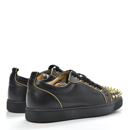Christian Louboutin Calfskin Louis Junior Spikes Flat Sneakers 39 Black Gold 4 of 8