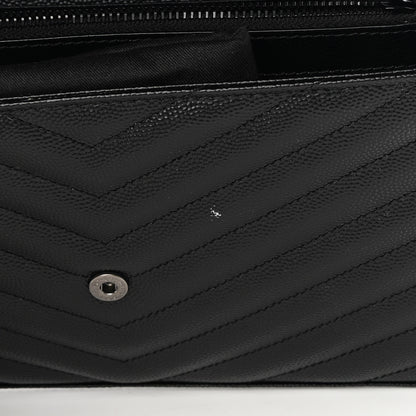 Saint Laurent Grain De Poudre Matelasse Chevron Monogram Chain Wallet Black 12 of 12