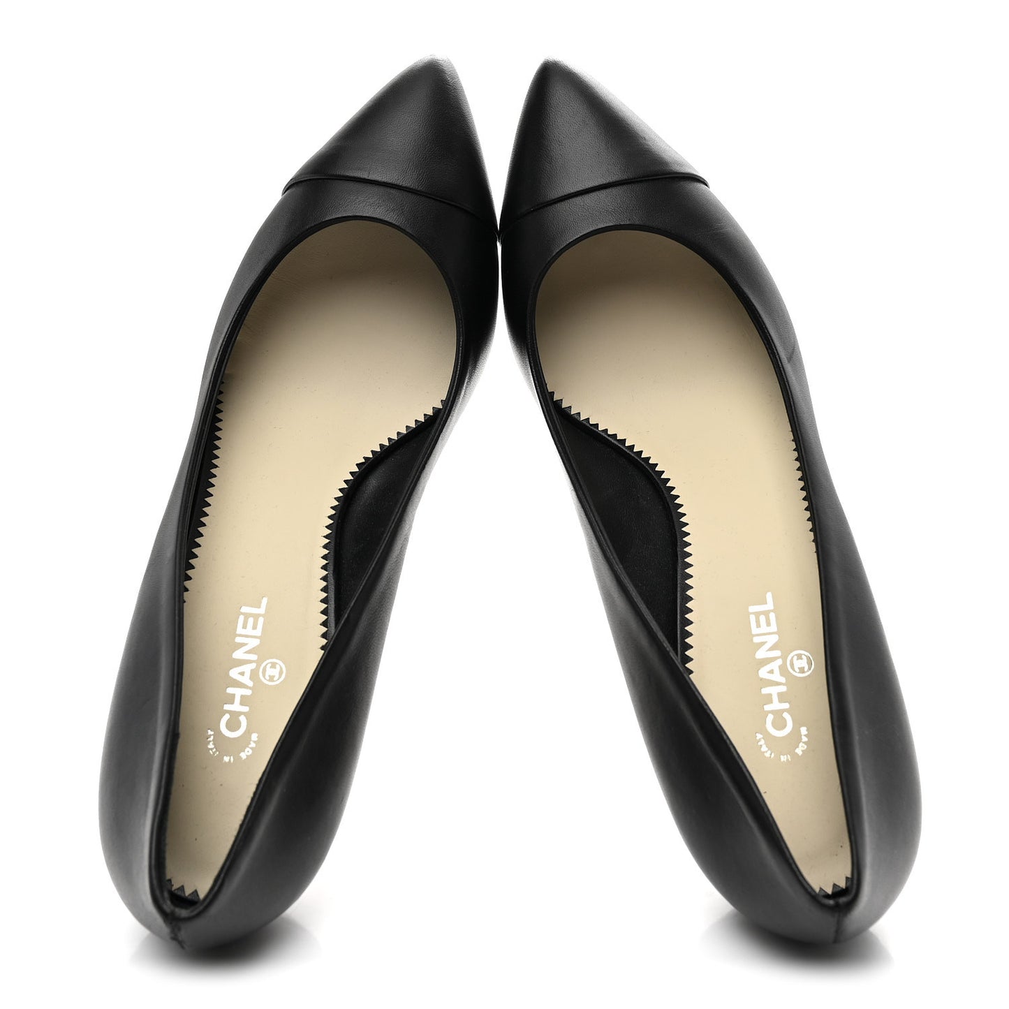 Lambskin CC Cap Toe Kitten Heel Pumps 39.5 Black