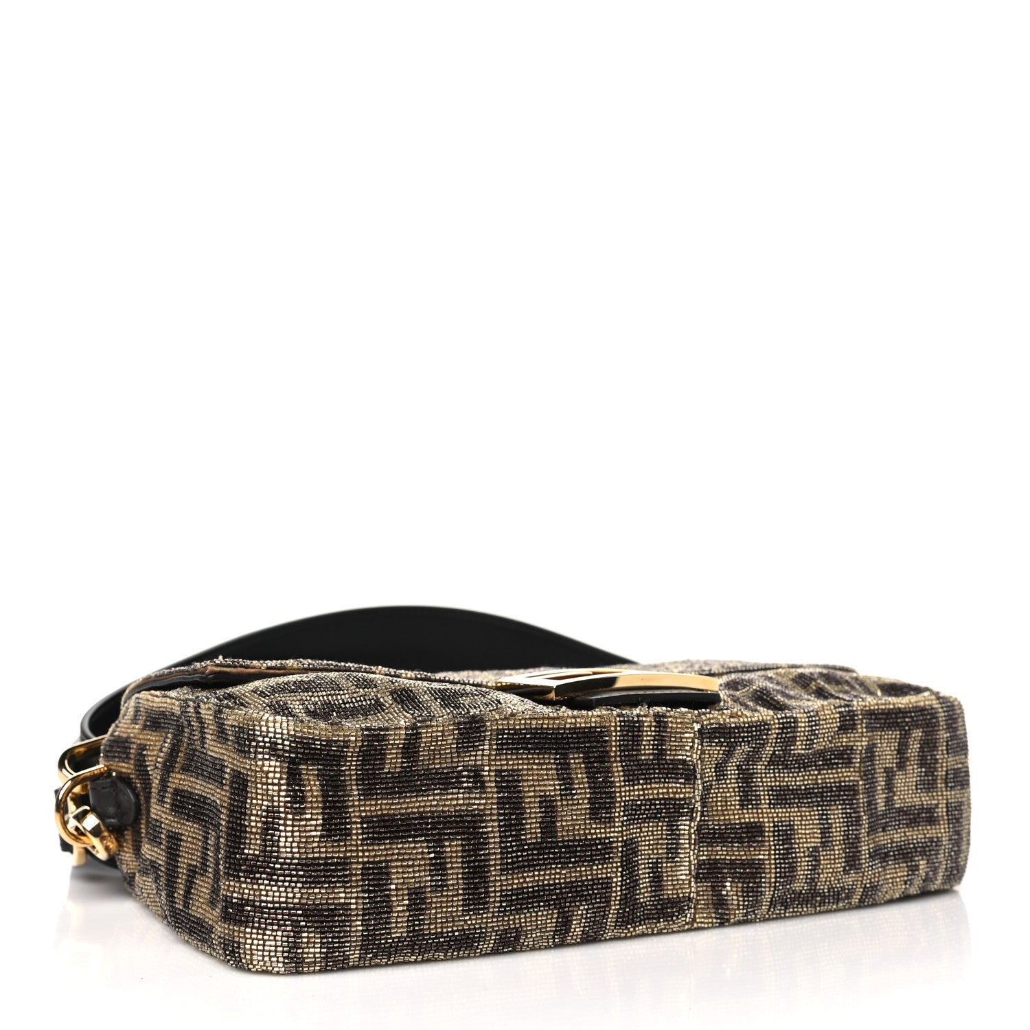 Fendi Vitello King Beaded Zucca Baguette Mogano Panna Ebano 4 of 9