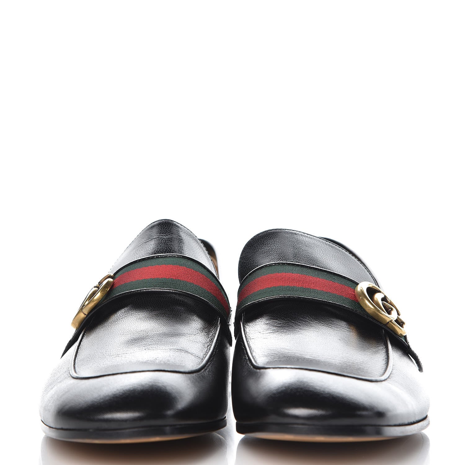 Gucci Goatskin Web Mens GG Loafers 12 Black 2 of 9