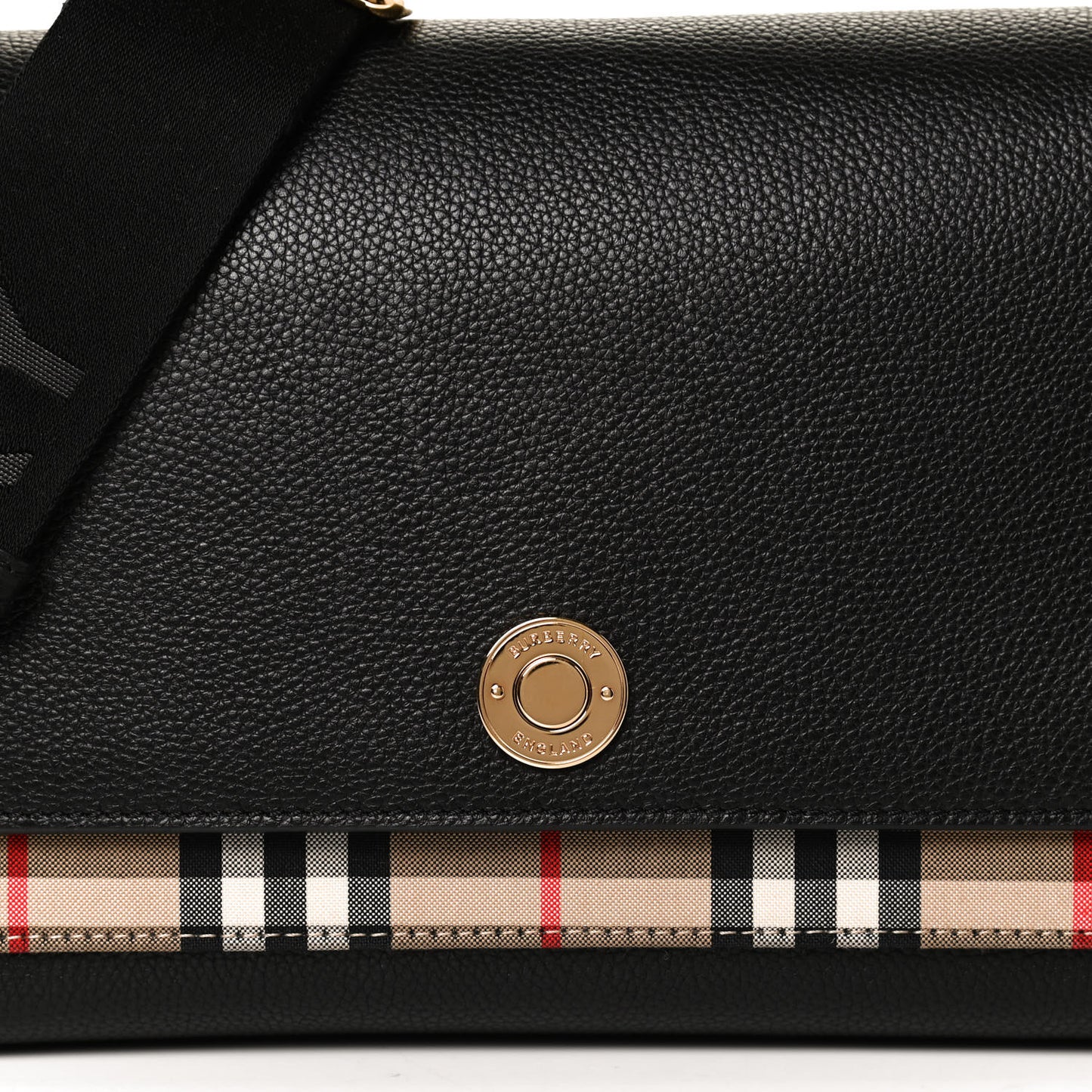 Grainy Calfskin Vintage Check Note Crossbody Bag Black