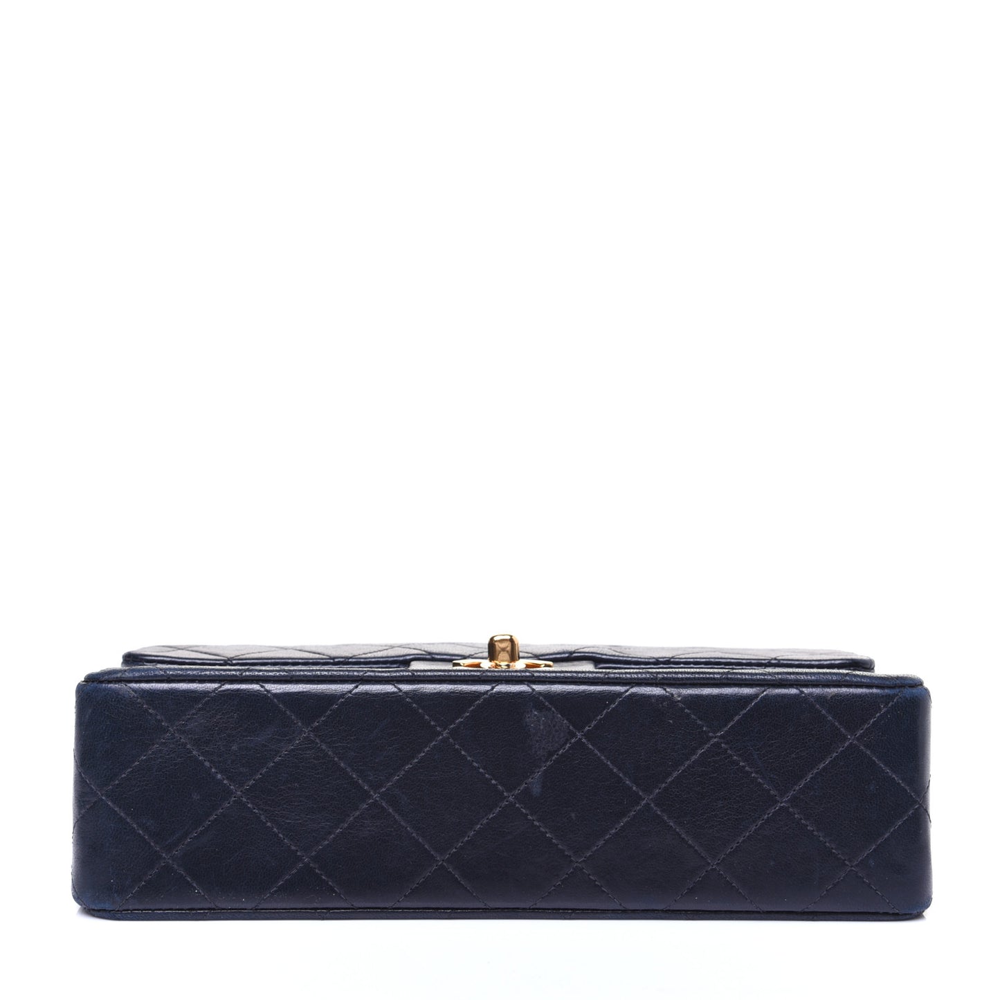 Lambskin Quilted Small Double Flap Navy