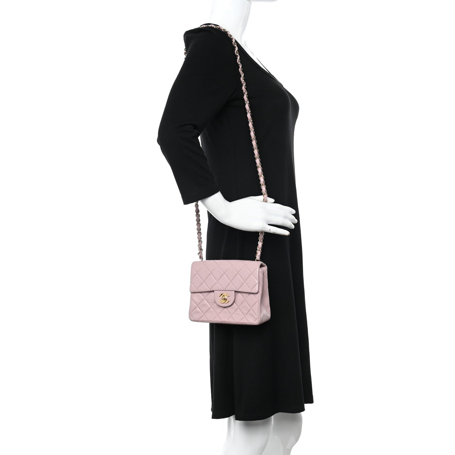 Chanel Lambskin Quilted Mini Square Flap Bag Light Pink 2 of 12