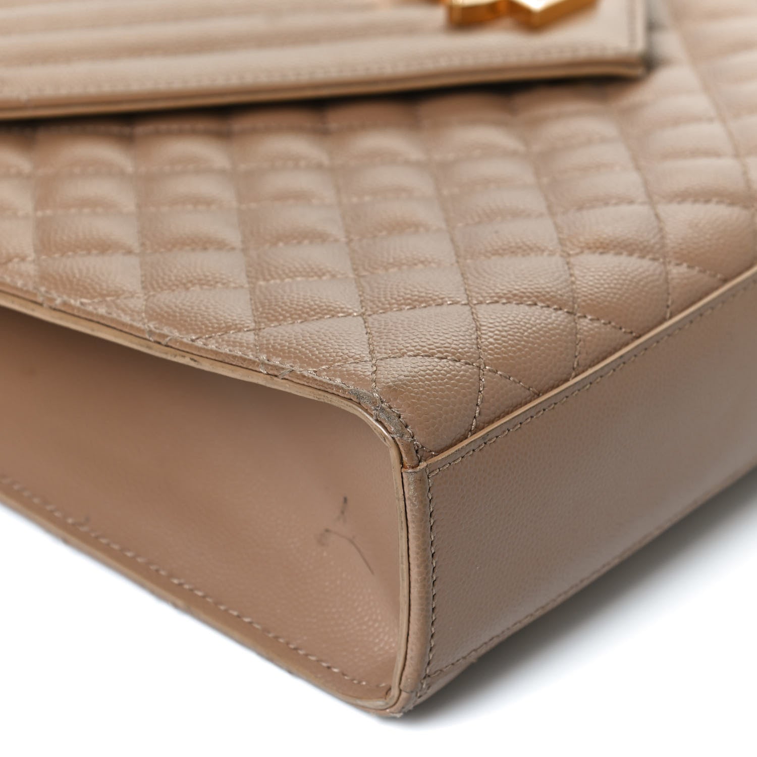 Saint Laurent Grain De Poudre Textured Mixed Matelasse Triquilt Large Monogram Satchel Cork 13 of 13