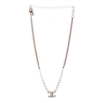 Chanel Pearl Crystal Chain CC Necklace Gold 3 of 5
