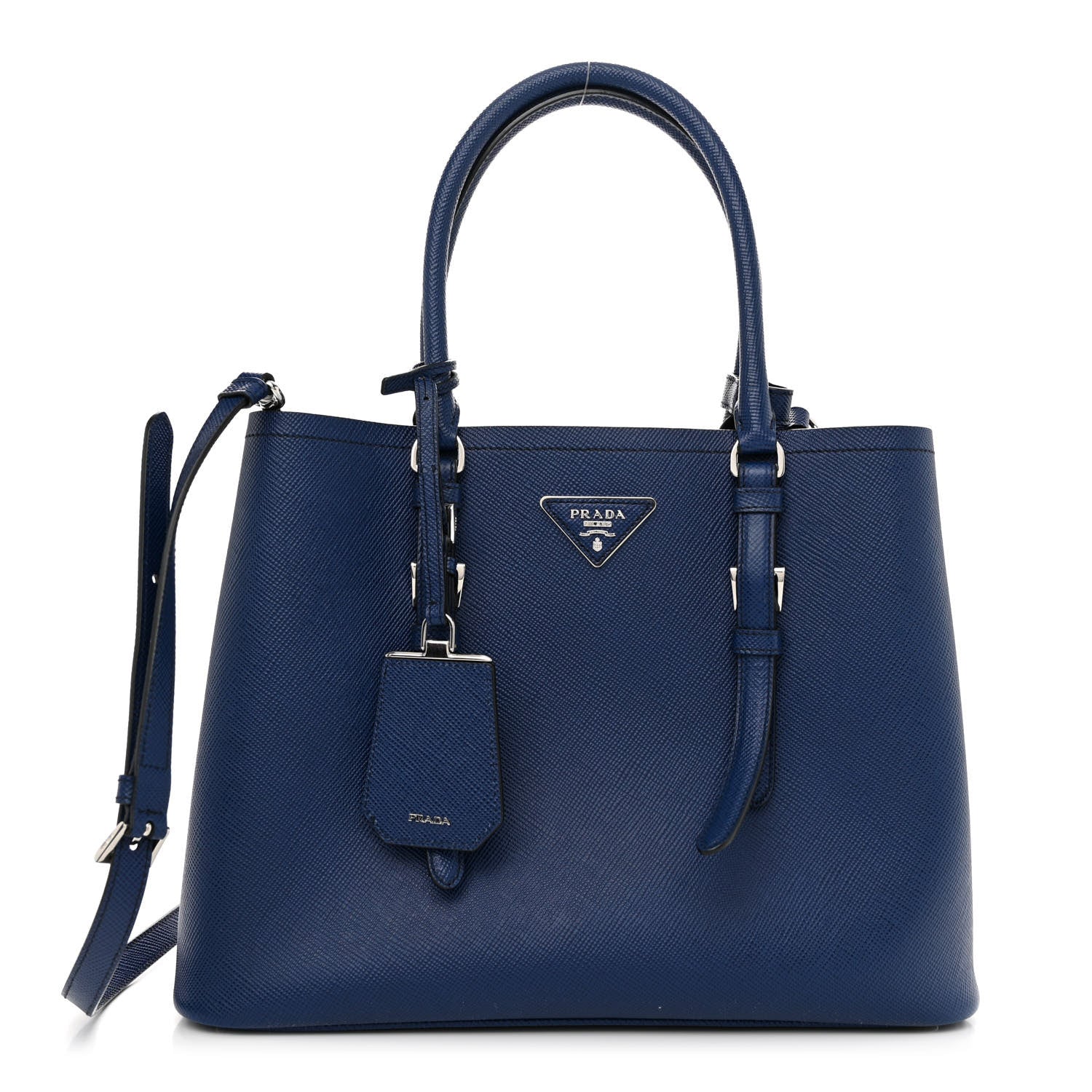 Prada Saffiano Cuir Small Double Handle Tote Inchiostro 1 of 9