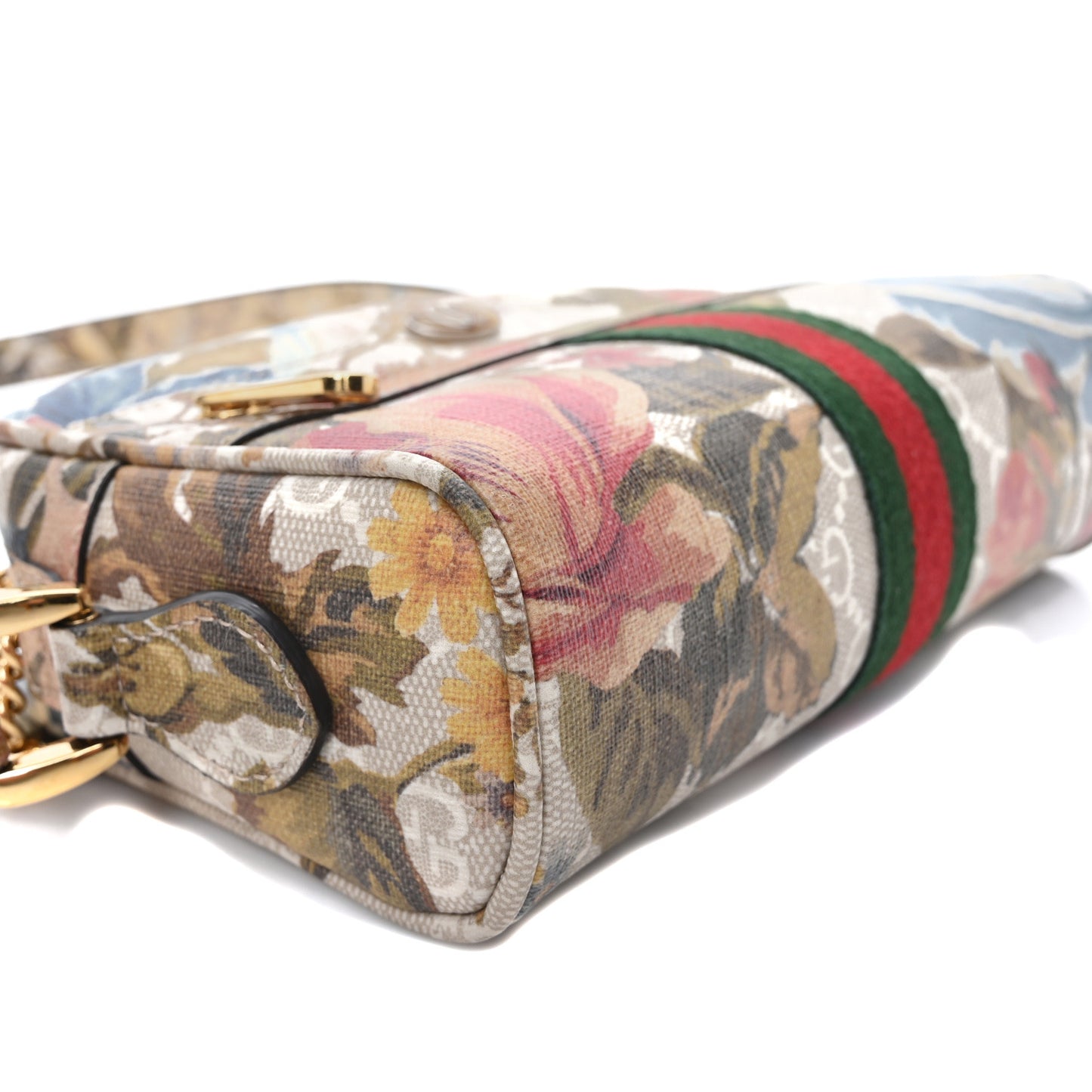 GG Supreme Monogram Water Flora Web Mini Ophidia Shoulder Bag Beige White Multicolor
