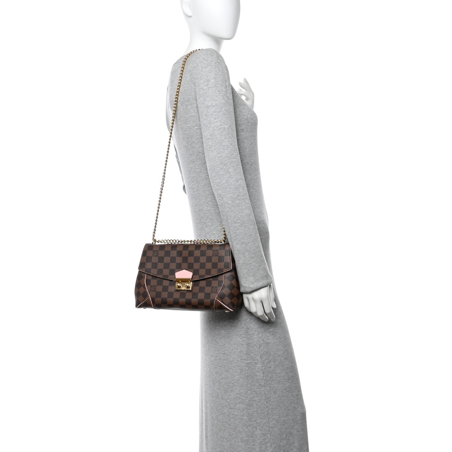 Louis Vuitton Damier Ebene Caissa Clutch Rose Ballerine 2 of 11