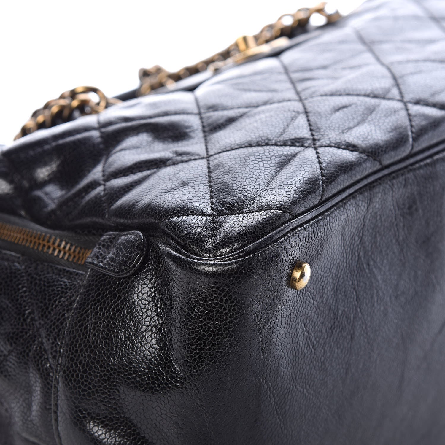 Chanel Crumpled Grained Calfskin Shiva Bowler Black 11 of 14