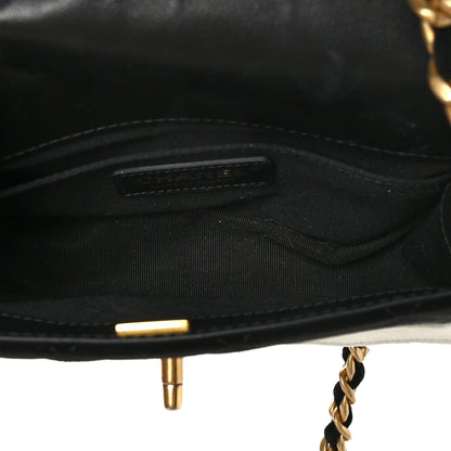 Chanel Velvet Quilted Mini Place Vendome Flap Black White 5 of 10