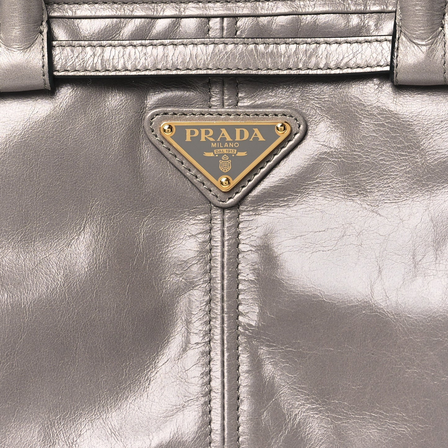 Glossy Calfskin Triangle Medium Bonnie Shoulder Bag Pewter