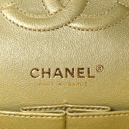 Chanel Metallic Goatskin Quilted Medium Double Flap Gold Black 6 of 9