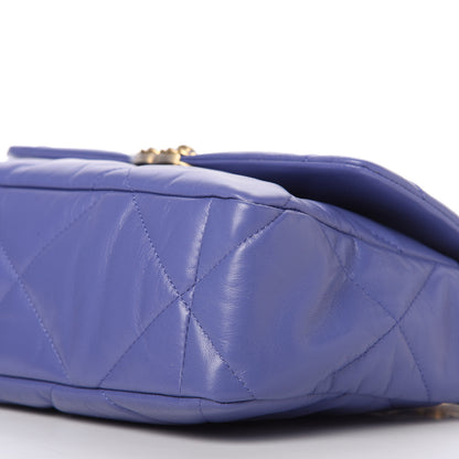 Chanel Shiny Goatskin Quilted Large Chanel 19 Flap Blue 6 of 10