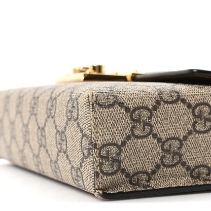 Gucci GG Supreme Monogram Calfskin Mini Padlock Top Handle Shoulder Bag Beige Black Cuir 10 of 10