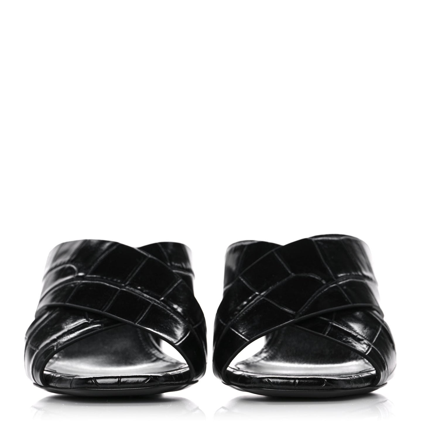 Crocodile Embossed Calfskin LouLou Mule Sandals 37 Black