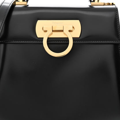 Salvatore Ferragamo Brushed Off Calfskin Iconic Top Handle Bag Black 8 of 10
