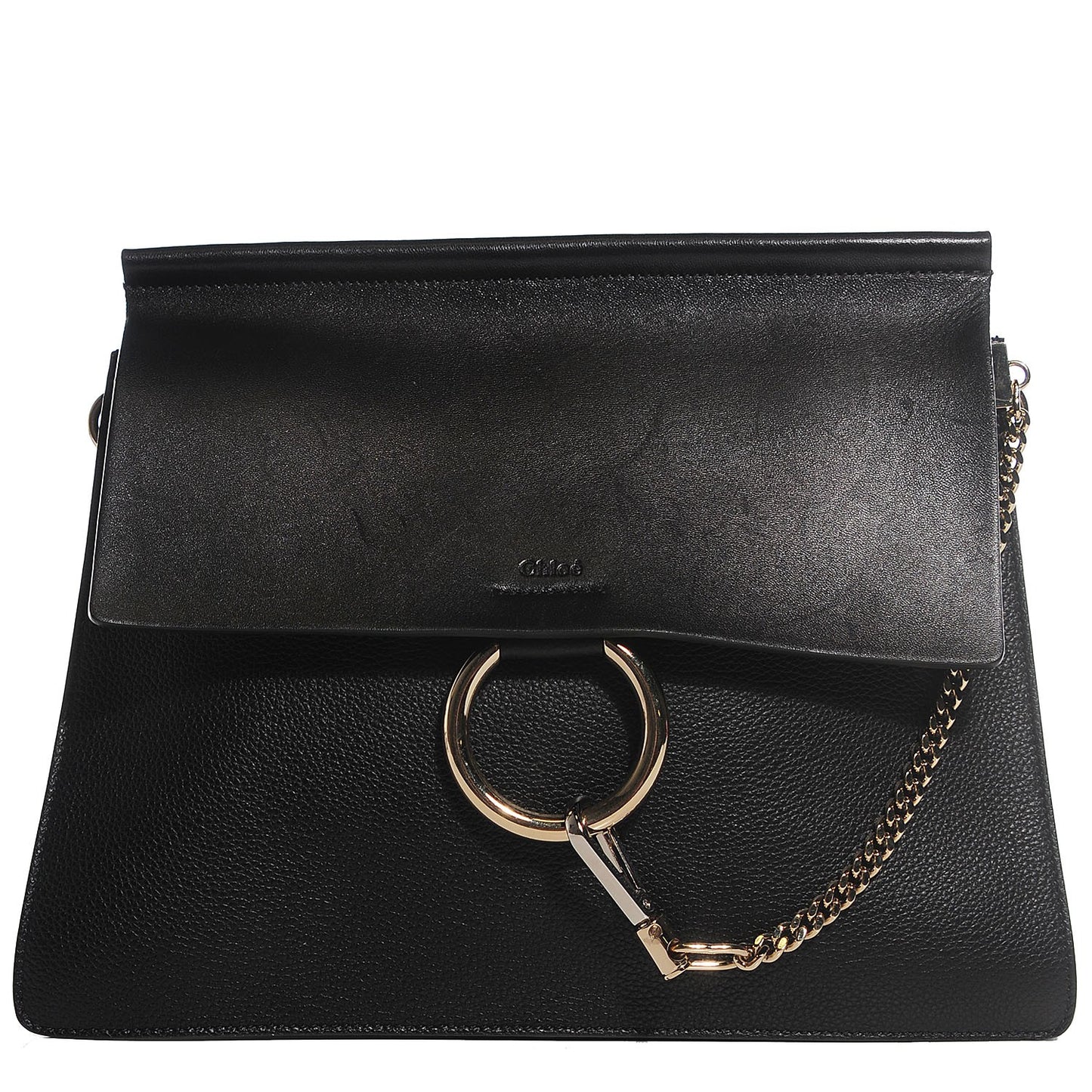 Grained Calfskin Medium Faye Shoulder Bag Black