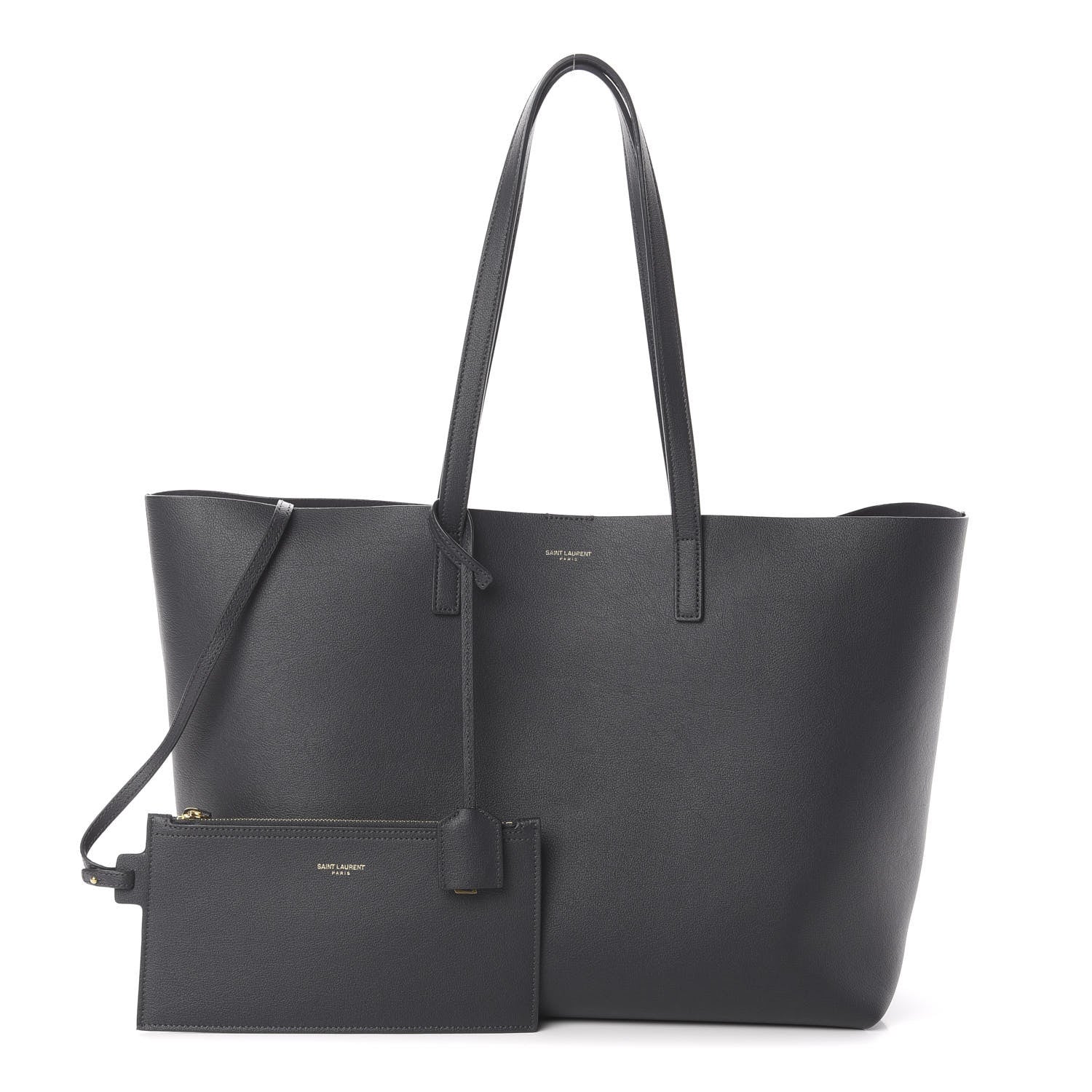 Saint Laurent Calfskin Large Shopping Tote Asphalt 1 of 8