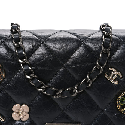 Chanel Aged Calfskin Quilted Lucky Charms 2.55 Reissue Wallet On Chain WOC Black 9 of 11