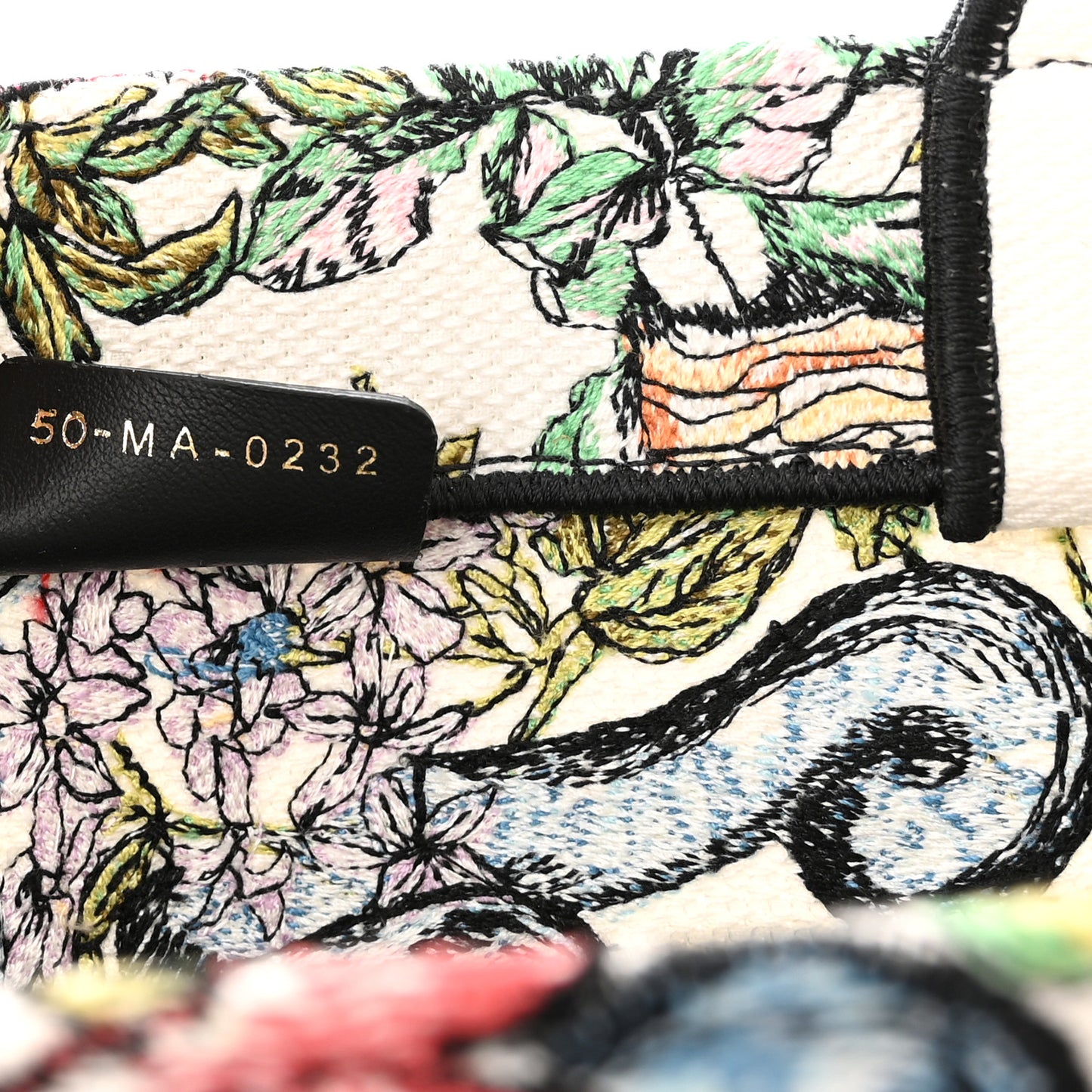 Canvas Embroidered Medium D-Constellation Book Tote Latte Multicolor