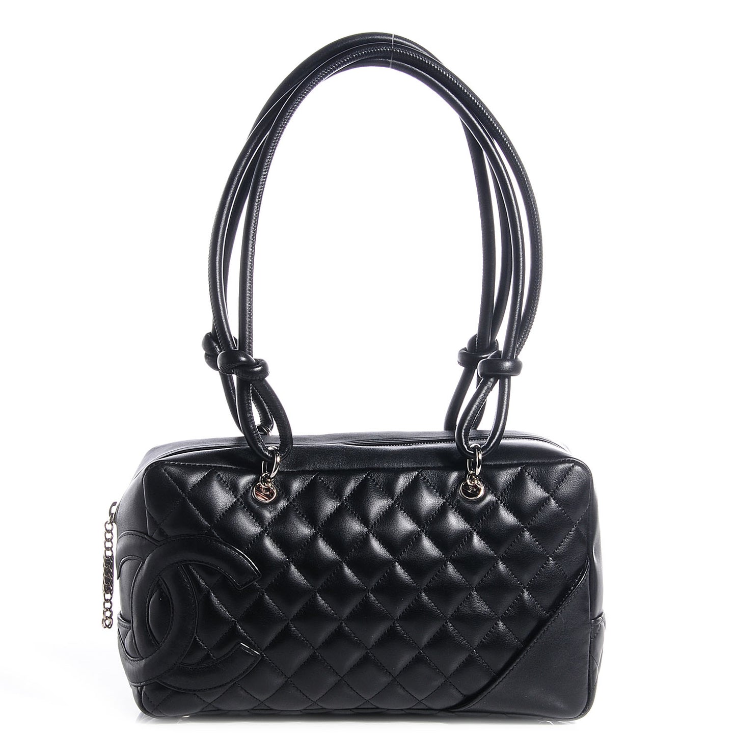 Calfskin Quilted Large Cambon Bowler Black