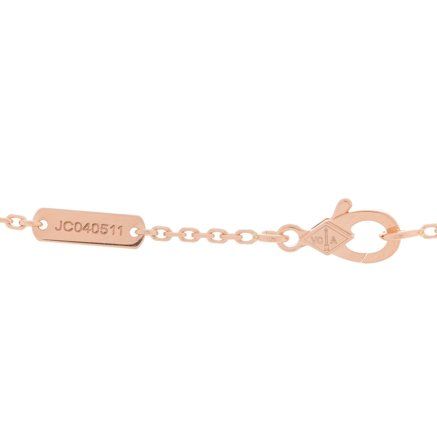 18K Rose Gold Diamond Rhodonite Vintage Alhambra Pendant Necklace