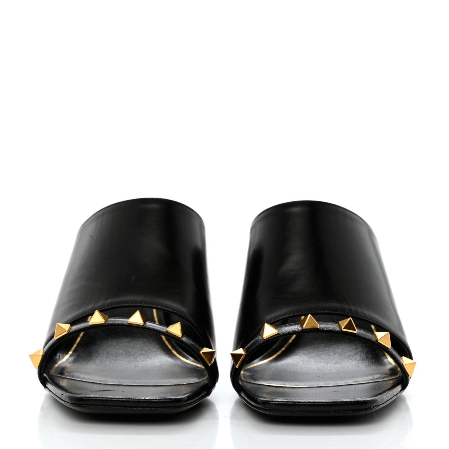 Nappa Rockstud Tower Heel Mules 38 Black