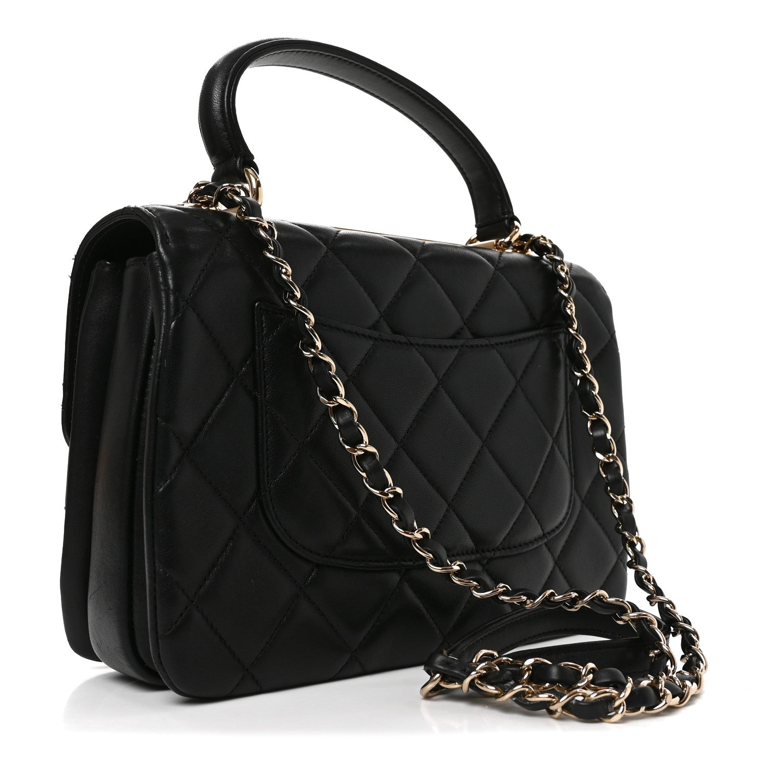 Chanel Lambskin Quilted Small Trendy CC Dual Handle Flap Bag Black Black 3 of 11