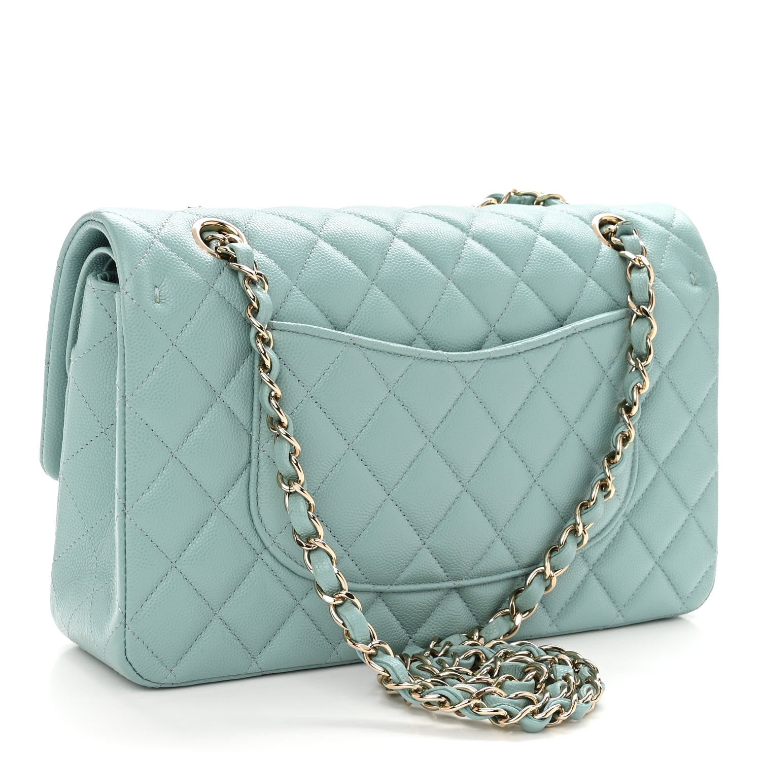 Chanel Caviar Quilted Medium Double Flap Light Blue 3 of 10
