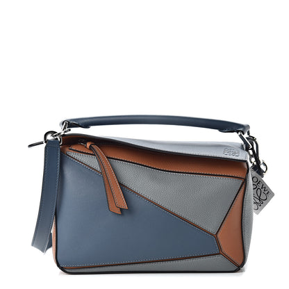 Loewe Calfskin Small Puzzle Bag Stone Blue Indigo Tan 1 of 9
