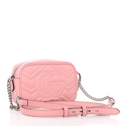 Gucci Calfskin Matelasse Mini GG Marmont Chain Shoulder Bag Wild Rose 3 of 10