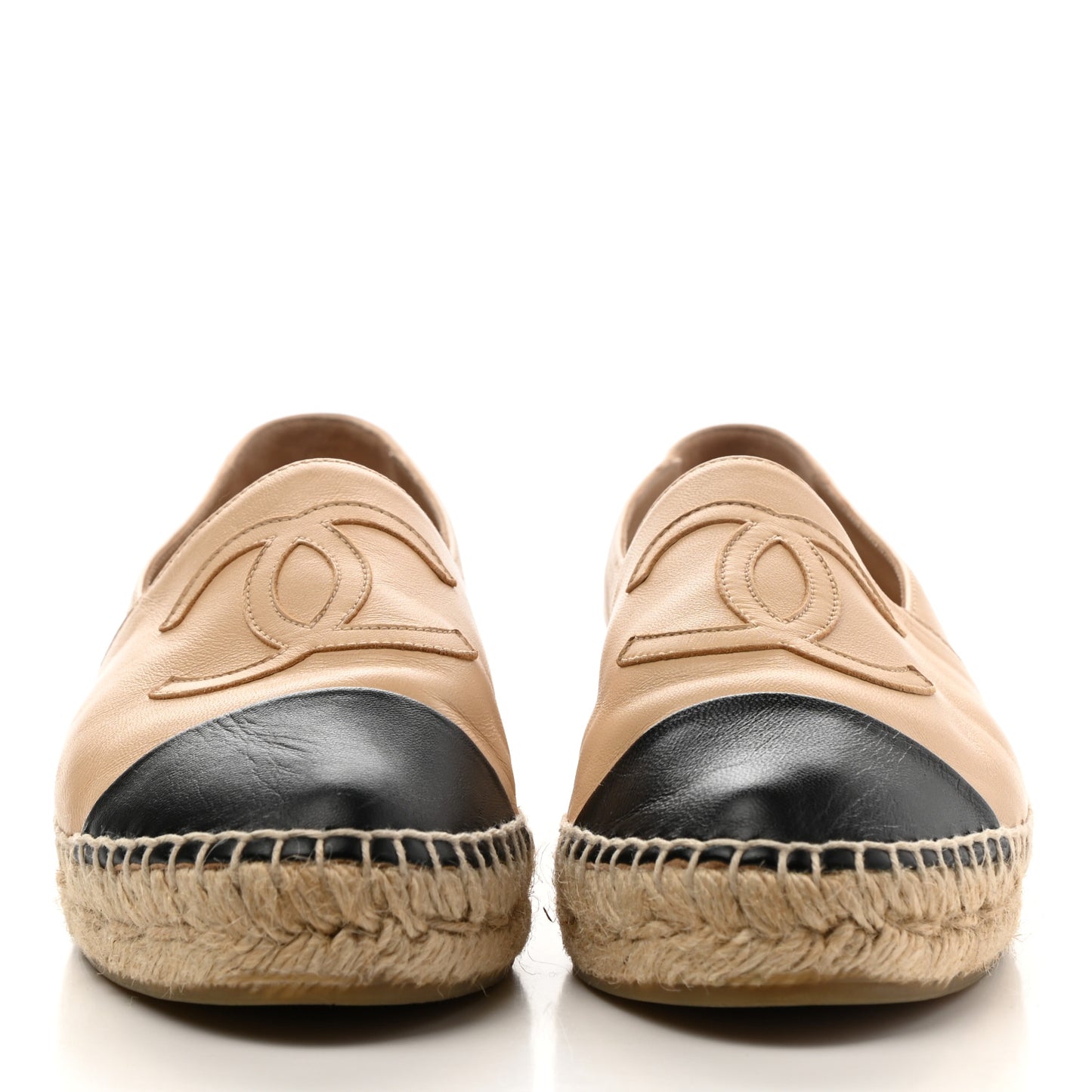 Lambskin CC Espadrilles 37 Beige Black
