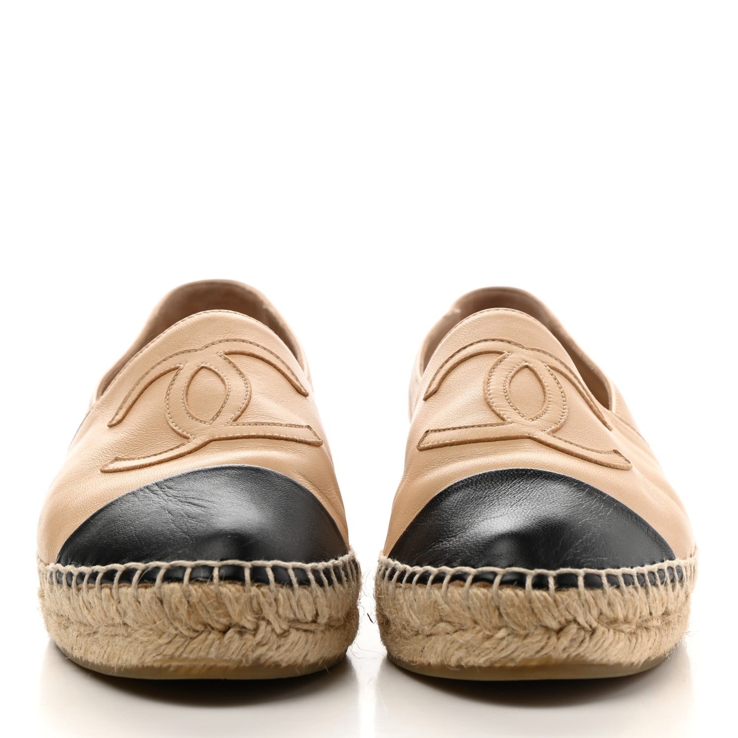 Chanel Lambskin CC Espadrilles 37 Beige Black 2 of 10