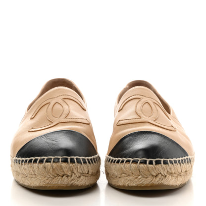 Chanel Lambskin CC Espadrilles 37 Beige Black 2 of 10