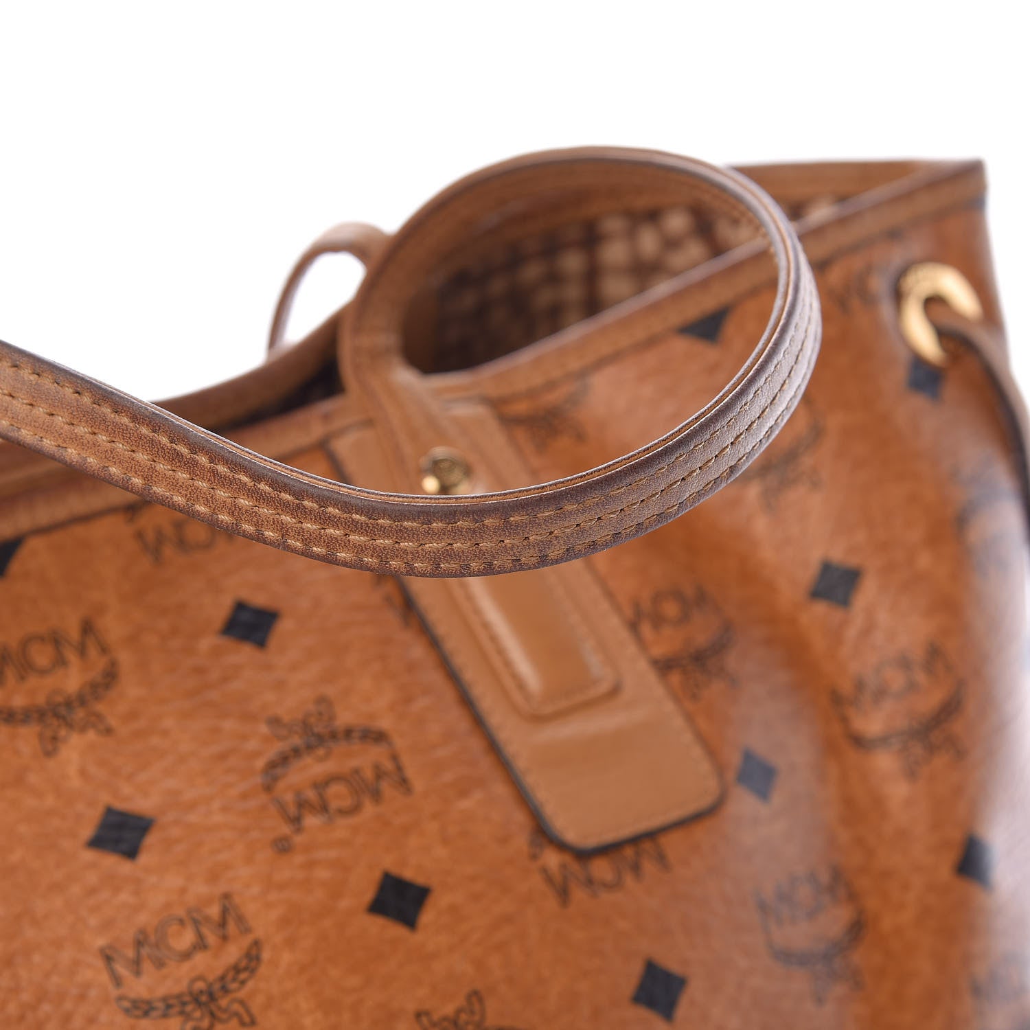 MCM Visetos Medium Liz Reversible Shopper Tote Cognac 18 of 28