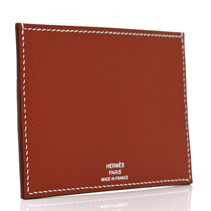 Hermes Epsom Evercolor Chevre Mysore Les Petits Chevaux Card Holder Brique Quebracho Bleu Frida Gris Perle 3 of 8