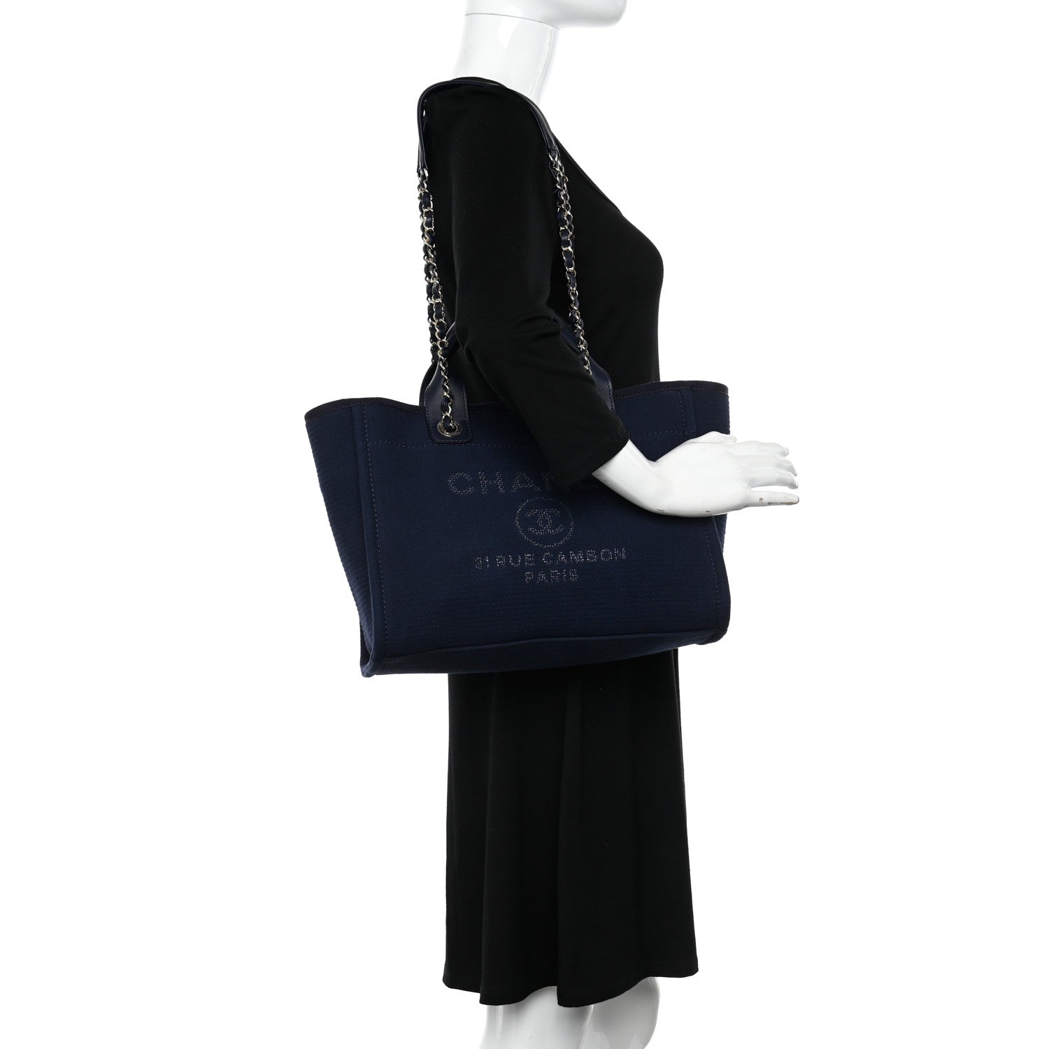 Chanel Mixed Fibers Small Deauville Tote Navy 2 of 12